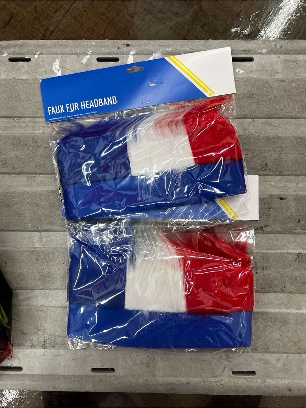 Faux Fur Headband - Red, White & Blue